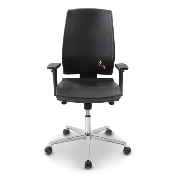 Gref 260 - Eco-leather antistatic office chair with high backrest and adjustable armrests.