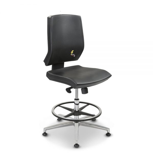 Gref 264 - Antistatic swivel chair for office, with low backrest and fixed armrests. Eco leather