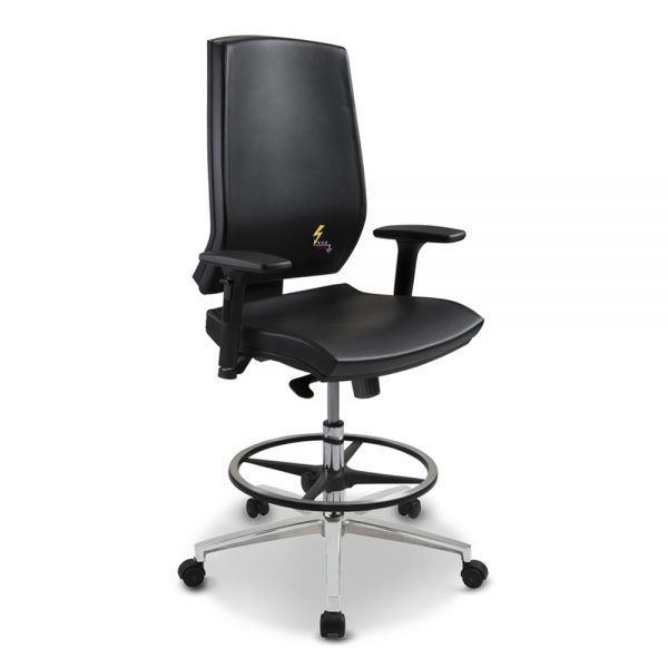 Gref 270 - Antistatic stool esd in eco-leather with armrests