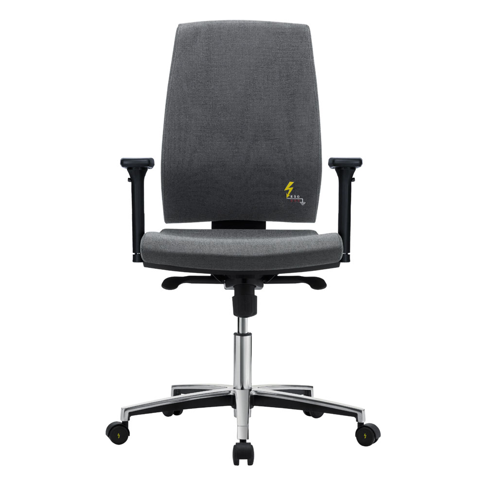 Gref 260 - Antistatic office chair with high backrest and adjustable armrests.