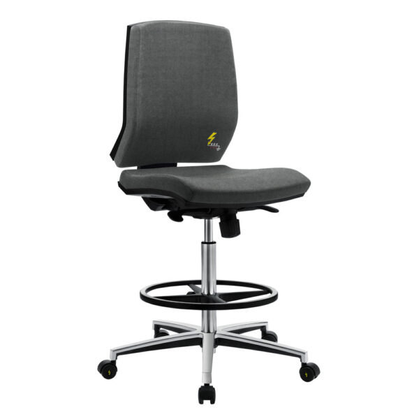 Gref 264 - Antistatic swivel chair for office, with low backrest and fixed armrests.