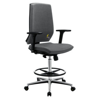 Gref 270 - Antistatic office and laboratory stool, with high backrest and adjustable armrests