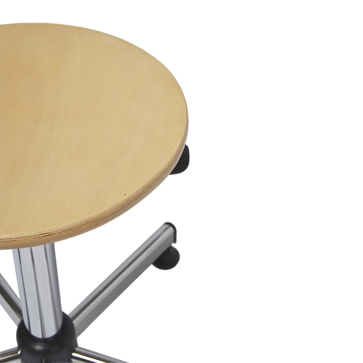 Sgabello Basso Girevole Con Ruote Lanstics - In Pelle PU Rossa, Rotondo, Portata 130 Kg